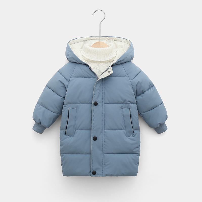 Neue kinder Unten Jacke Jungen Mädchen Winter Kleidung Koreanische Baumwolle Gepolsterte Kleidung Baby Verdickt Mantel 110cm blau