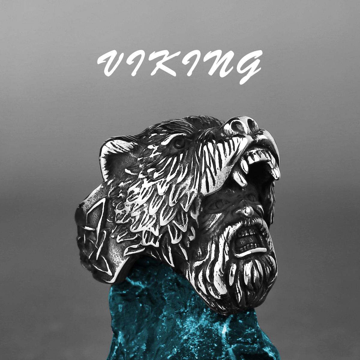 Nordic Viking Edelstahl Ring Anker Kompass Baum des Lebens Viking Rune Wolf Männer und Frauen Ring Schmuck Fabrik 13