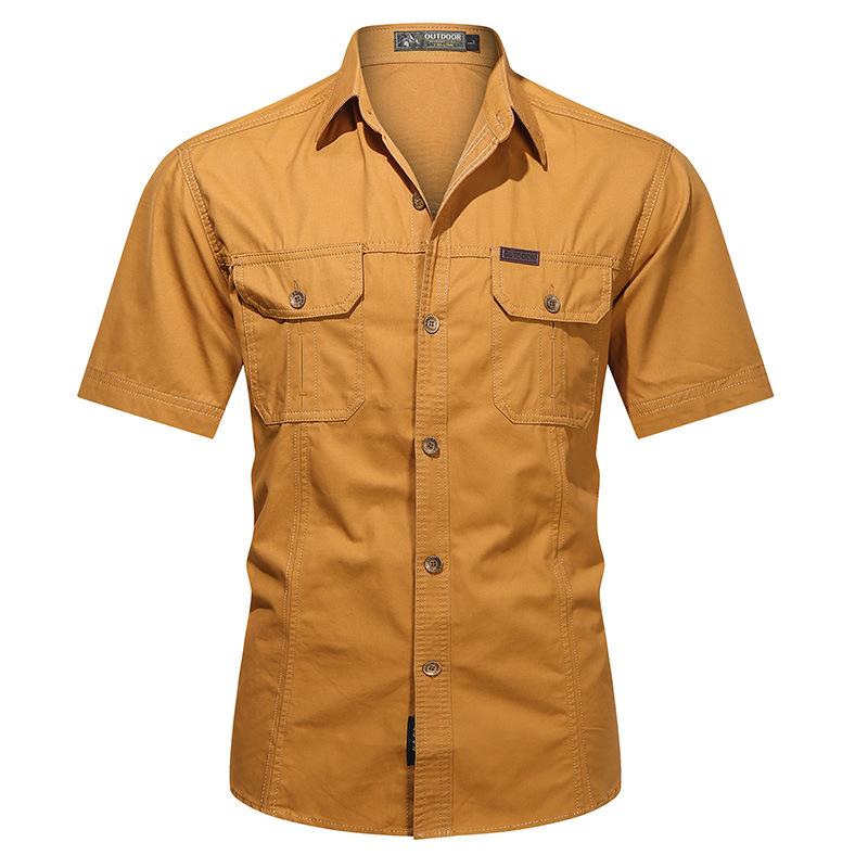 Sommer Quick Dry Kurzarm Army Fan Tactical Shirt Herren Dünne Atmungsaktive Revers Cargo Shirts Tops Outdoor Wandern Militär Shirt XXXL gelb