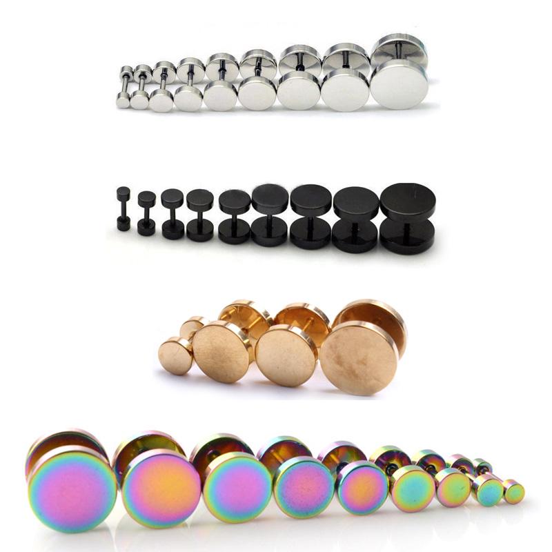 Schwarz Silber Edelstahl Ohrringe Damen Herren Langhantel Hantel Punk Gothic Ohrstecker Neutral 4mm schwarz