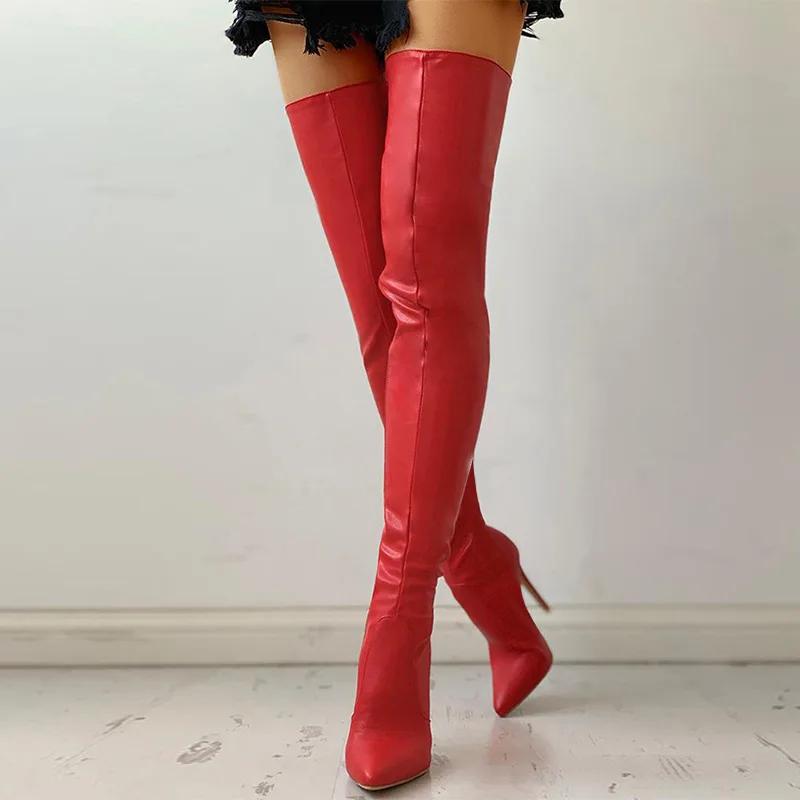 Sexy Stiletto Ultra Extrem High Heels Abend Club Party Overknee Stiefel Damen Schlankes Bein Stretch Overknees Stiefel Schuhe 46 36