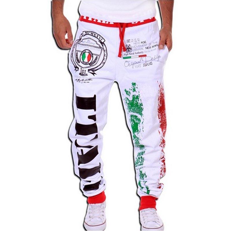Herrenmode bedruckte Jogginghose, lässige Outdoor-Jogginghose, Jogger M weiß