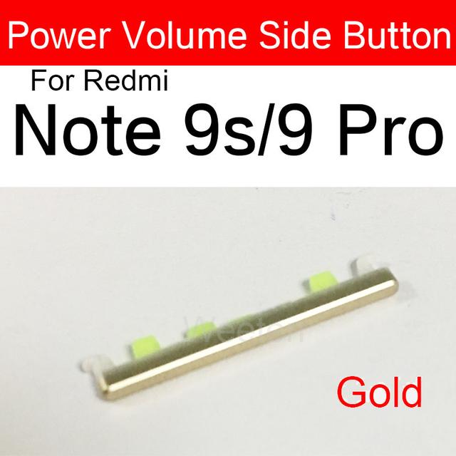 Lautstärke-Seitentaste für Xiaomi Redmi Note 9 5G / Note 9S / Note 9 Pro / Note 10 / Note 10 Pro, Lautstärketaste, Sidekey-Reparaturteile Note 9S / Note 9 Pro gold