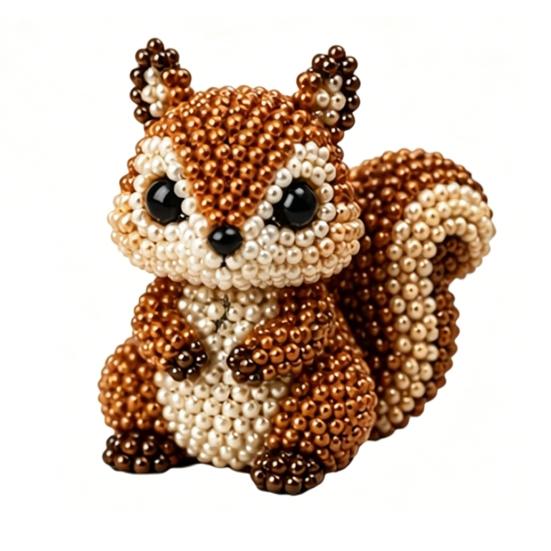 DIY Tier-Perlen-Set, Kleines 3D-Perlen-Tier-Bastelset, Süßes Tier-Perlenkunst-Set für Anfänger, Teenager, Erwachsene, Stressabbau, DIY-Dekoration, Handgefertigt Squirrel