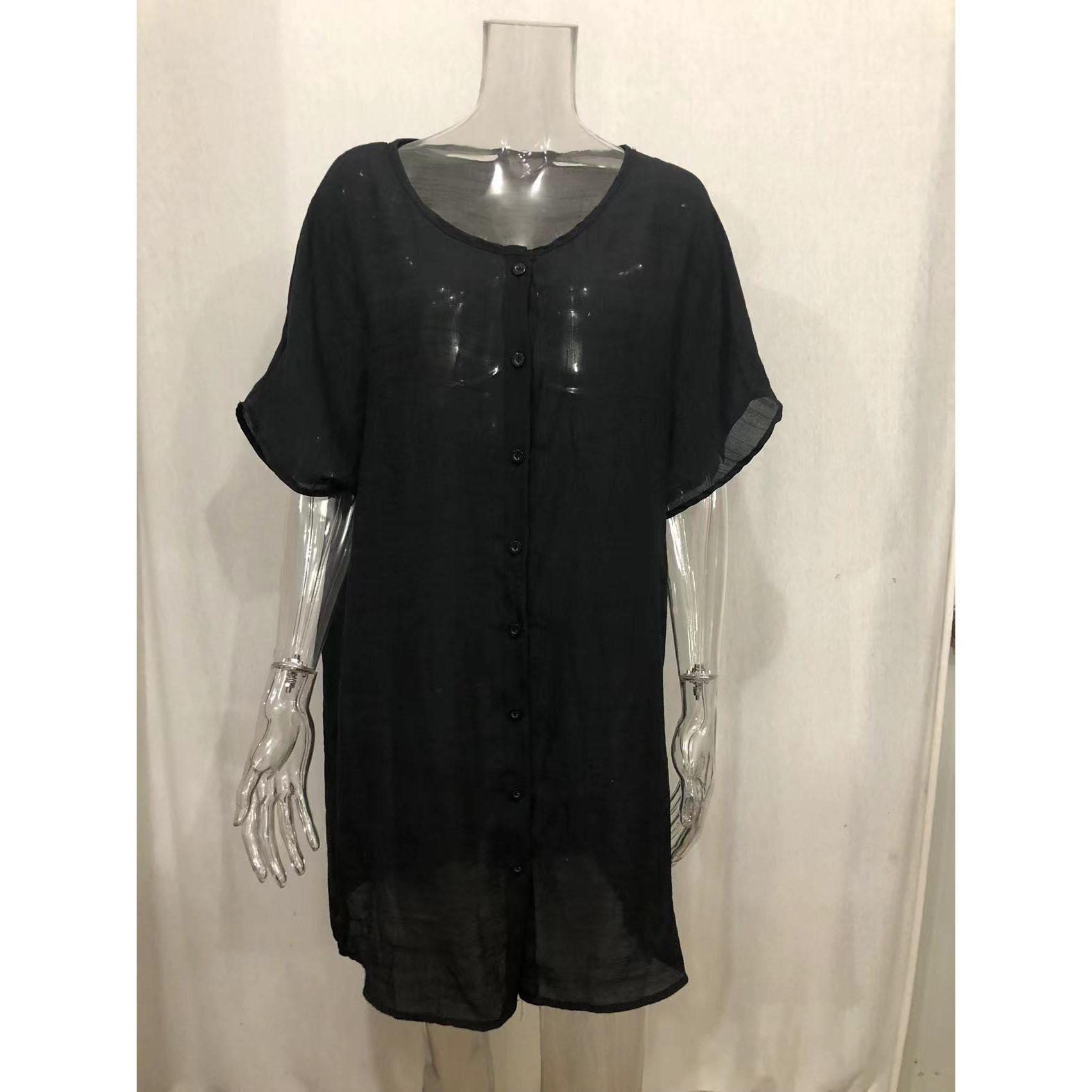 Frühlings- und Sommerkleider in Übergröße, modische Kleidung, lässige Kurzarmkleider für Damen, Strandkleidung, Robe Femme, Bademode, Überzug XXL schwarz