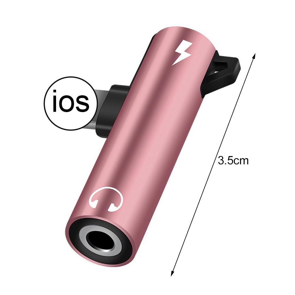 2-in-1-Audio-Adapter, Metalllegierung, 3,5-mm-Klinkenstecker, Kopfhörer-Audio-Ladekabel-Anschluss für iPhone 12 Mini 11 Pro Max X XR XS Max 8 rose gold