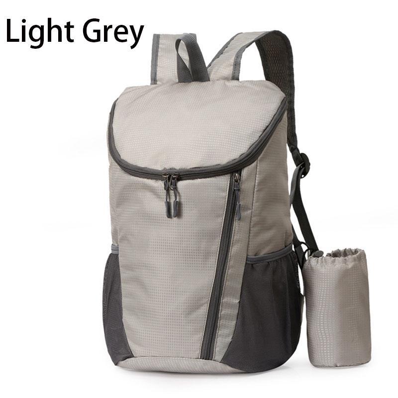 1 Stück Falttasche mit großer Kapazität, leicht, wasserdicht, 8 Farben, Outdoor-Tasche, Reisesport, faltbare Rucksäcke One Size licht grau