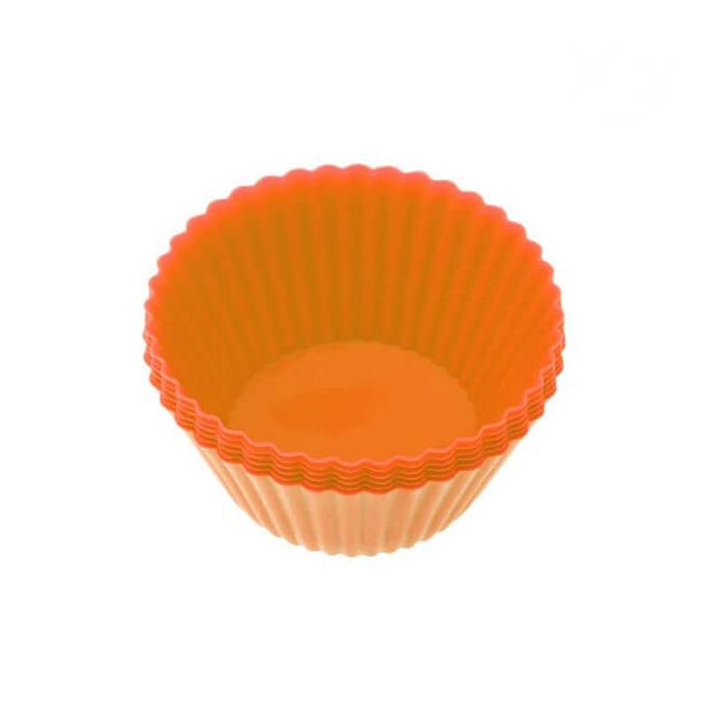 6Pcs Silikon Cupcake Mold Backformen Cupcake Liner Wiederverwendbare Muffin Backen Antihaft Formen Küche Backen Zubehör Zufällig orange