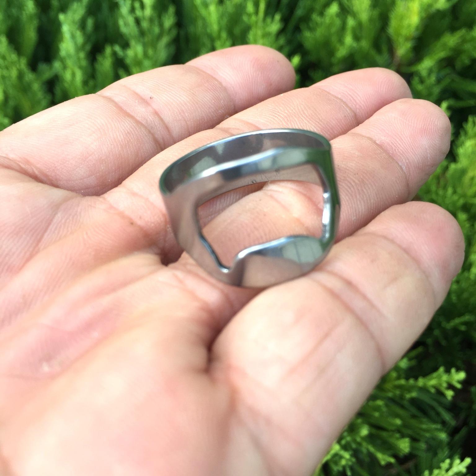 1 STÜCK Kreativer Edelstahl Ring Flaschenöffner Bierflaschenöffner Fingerring Flaschenöffner Bar Bieröffner 1PCS silber