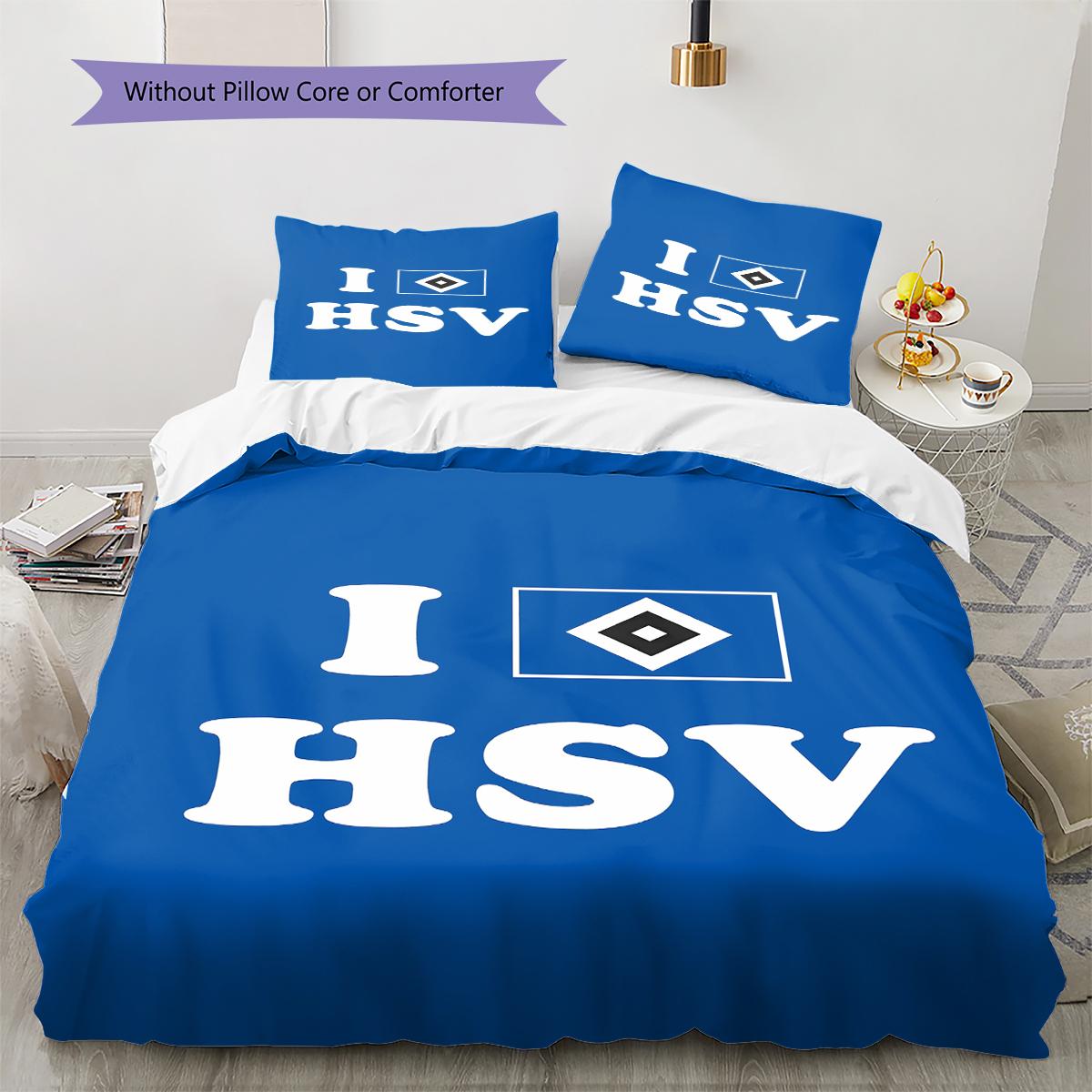 HSV Muster Bettwäsche, Steppbett Set Bettbezug Kissenbezug Zuhause Geburtstagsgeschenk (1 Bettbezug + 2 Kissenbezüge, ohne Füllung) 135x200cm
