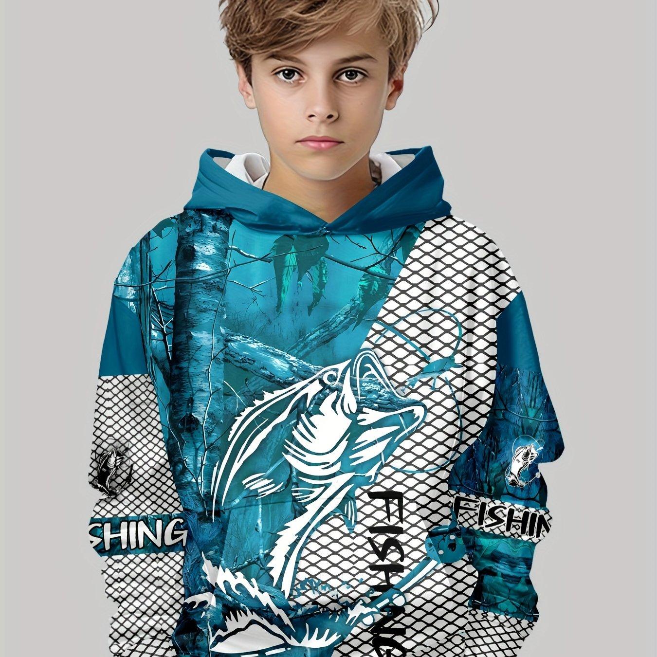 Kinderkleidung Jungen Hoodies Langarm Kreativer 3D-Druck Kinder Frühling Herbst Kleidung Lässige Mode Pullover Mädchen Kleidung Top 150 blue