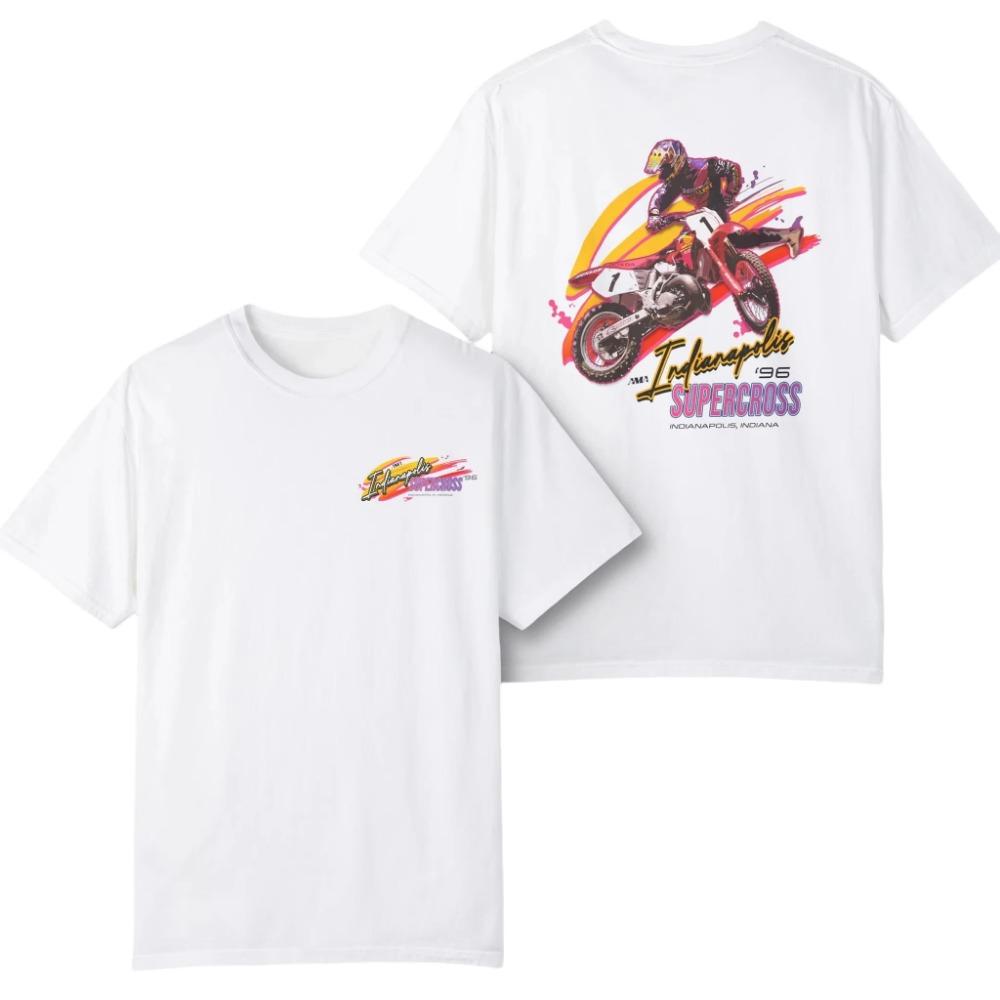 Supercross Indianapolis AMA T-Shirt Herren Damen Baumwoll-Tees Dirtbike-Rennen Kurzarm Sommer-Tops Herren T-Shirt Streetwear L