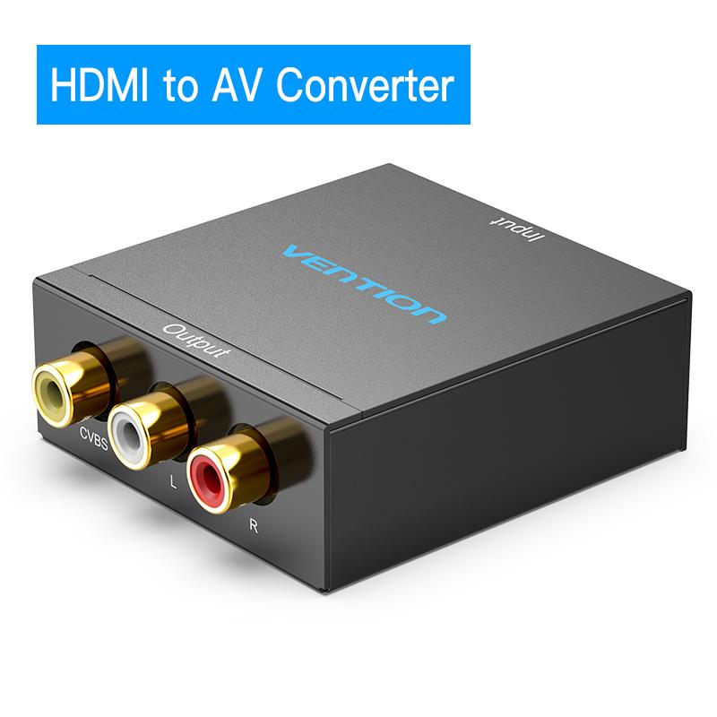 Vention HDMI-zu-AV-Konverter HDMI zu RCA CVBS L/R Videoadapter 1080P HDMI-Switch mit Mini-USB-Stromkabel für TV-Box AV HDMI HDMI to AV Converter schwarz