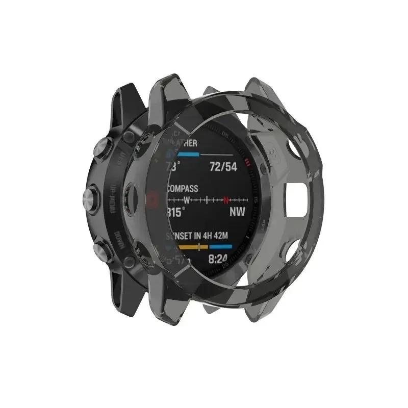 Schutzhülle für Garmin Fenix 7 7S 7X Pro Solar 6 6S 6X Pro TPU Transparenter Schutz Smartwatch Armband Silikon Bumper Abdeckung For Fenix 7 7Solar transparente schwarze