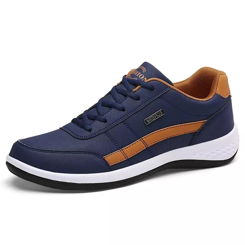 Bestseller Sportschuhe mit Lederbesatz für legere Herrenmode 38-48 48 blau
