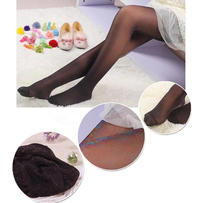 1 Stück Glitzernde Nachtparty Sexy Silber Glitzer Strumpfhose Damen Spandex Glänzende Strümpfe Strumpfhose Frauen schwarz