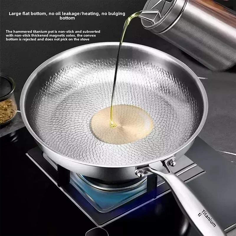 Titanium Gehämmerte Pfanne Pro mit Deckel Titanpfannen zum Kochen Langlebig Kratzfest Antihaft Titanium Nutri-Pfanne zum Kochen A