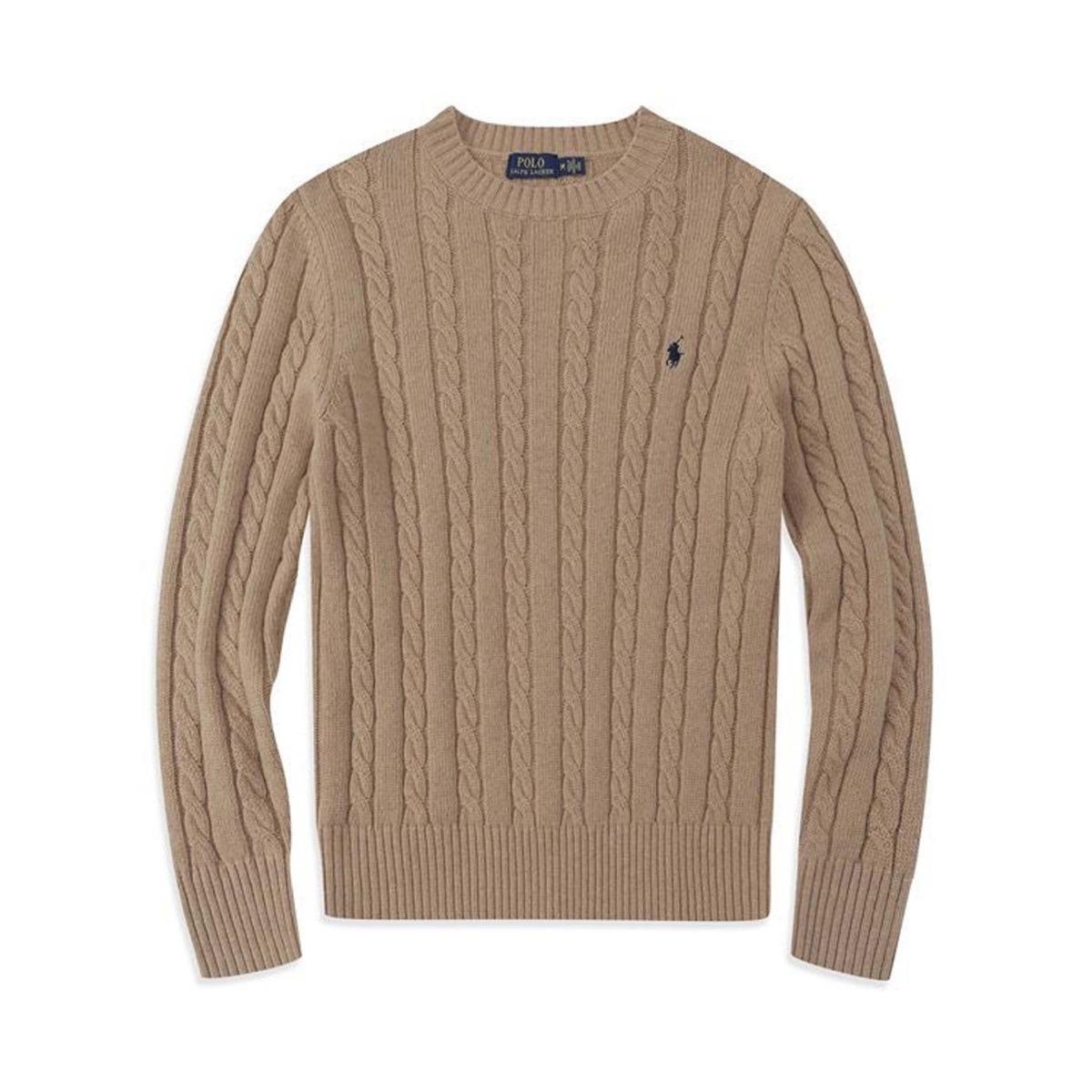 VibeStreet Herbst/Winter Rundhals Pullover Modisches Oberteil Gestrickter Pullover für Herren L kamelfarben