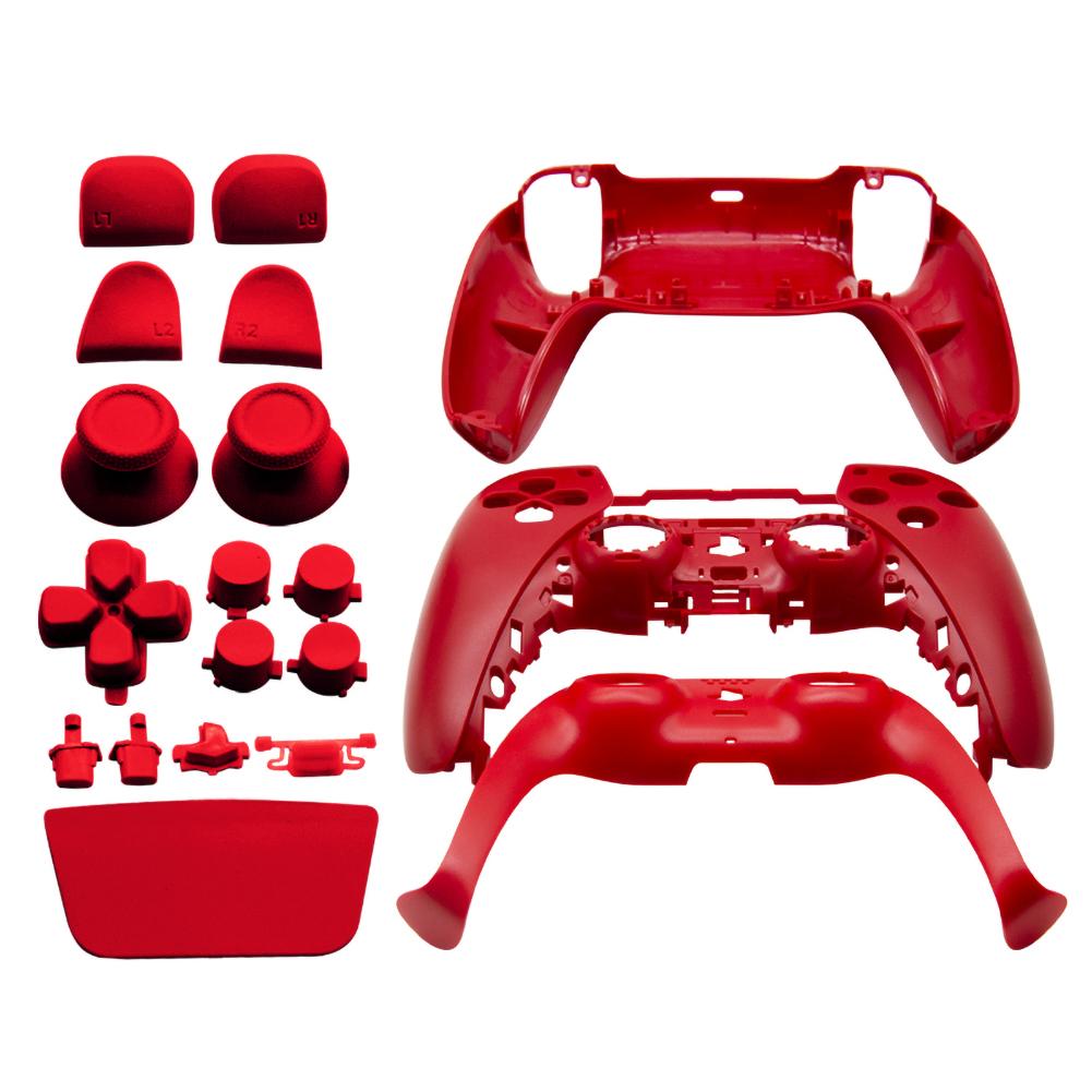 Ersatzschale für PS5, DIY-Gehäuseschale(Vordere Abdeckung und hintere Abdeckung) Für PS5-Controller rot