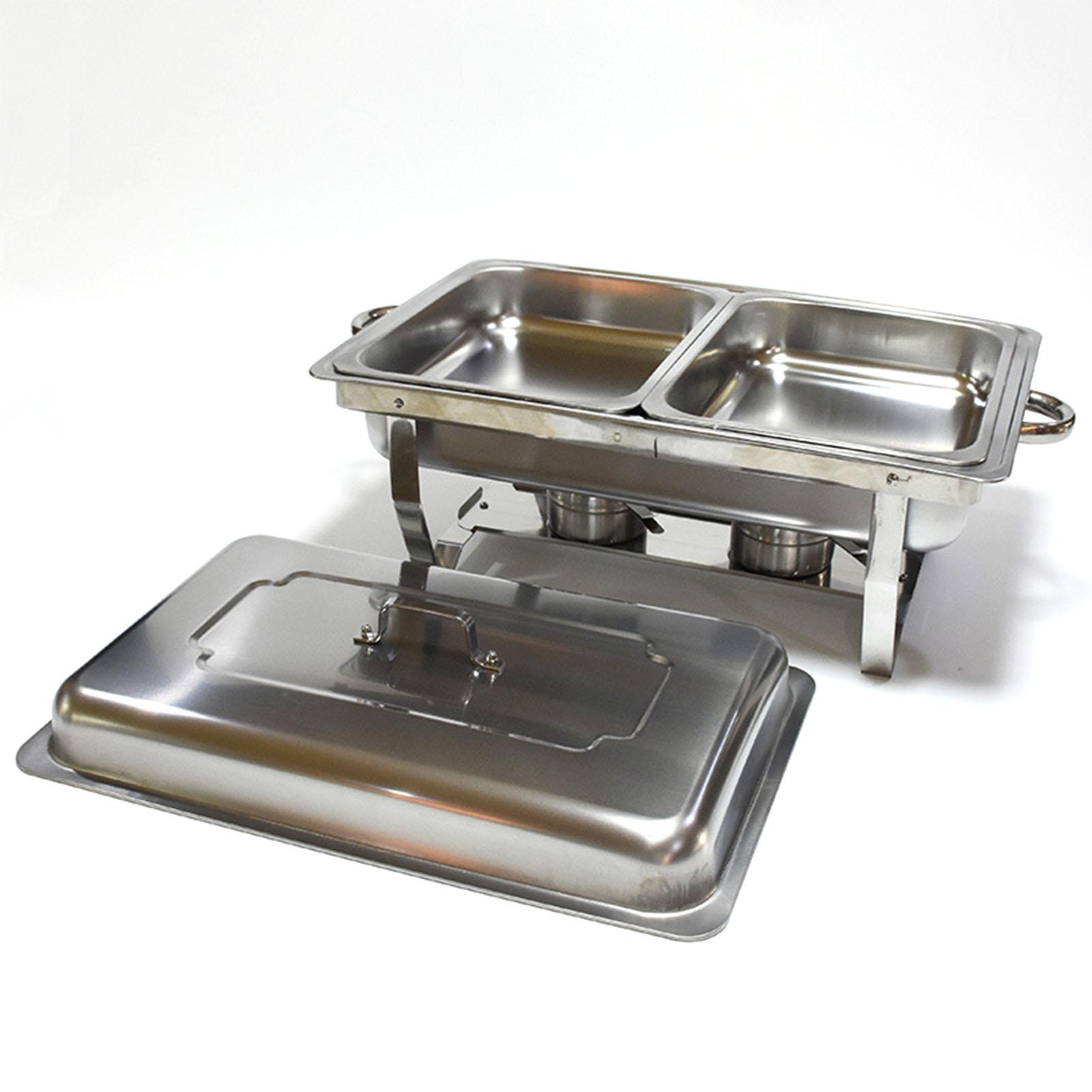 Buffetwärmer Server 2 Tablett Chafing Dish Buffet Set Edelstahl Speisenwärmer für Hotel
