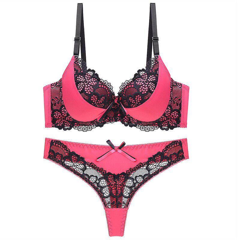 Julexy ABC Cup BH Set Push Up Sexy Spitzen BH Set Femme BH Tanga Set 85B schwarz