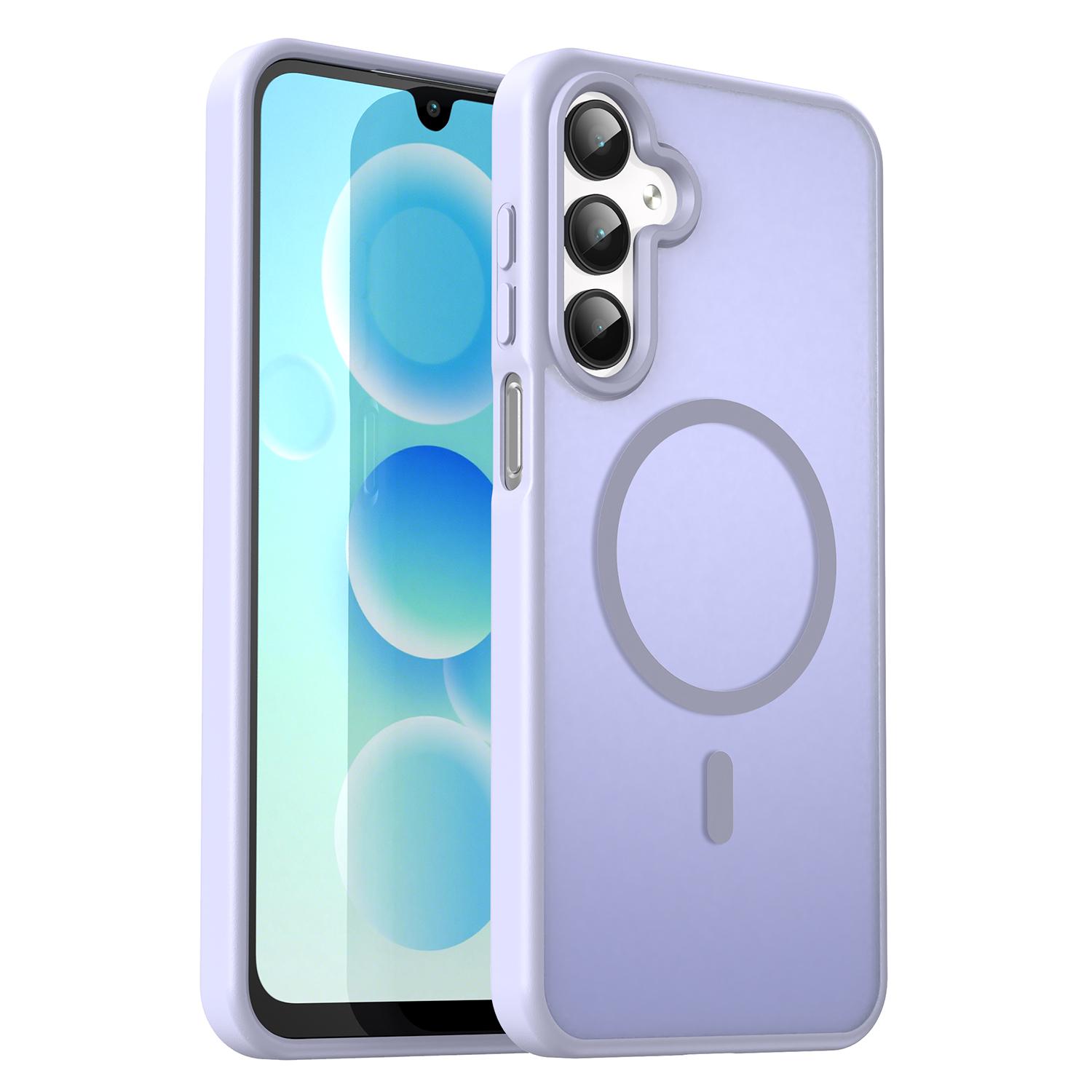 Samsung Galaxy A55 Handyhülle, Magnetische stoßfeste matte Handyhülle für Samsung Galaxy A55 violett