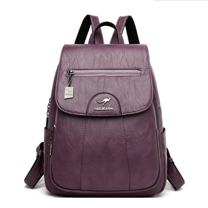 Frauen Rucksack Große Kapazität Weiche PU Reisetasche Mode Trend Student Anti-diebstahl Nachahmung Schaffell Rucksack One Size