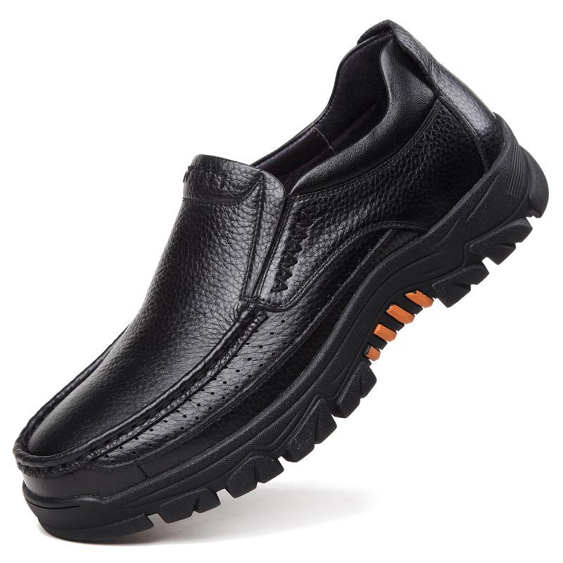 100% echtes Leder Schuhe Männer Müßiggänger Weiche Kuh Leder Business Schuhe Dicke Sohle Männer Casual Schuhe Slip-on 39 schwarz
