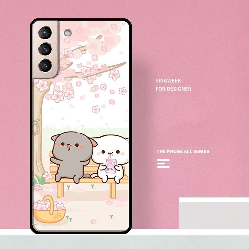 Peach And Goma Cat Handyhülle für Samsung Galaxy S10 Plus S8 S9 Note 10 Note 20 S21 Ultra S20 FE Rückseite Galaxy S21