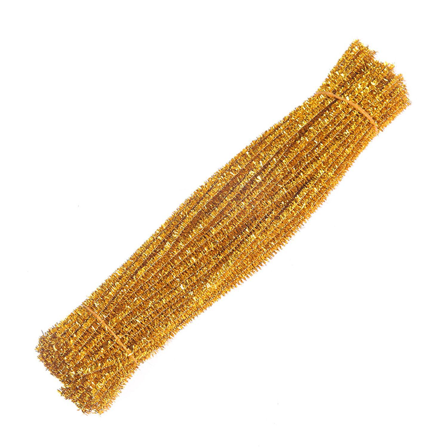 Torsionsstab-Stiele, verdrahtete Lametta-Stäbchen, Glitzer-Chenille-Stiele, Reiniger, Plüsch, DIY-Bastelbedarf goldgelb
