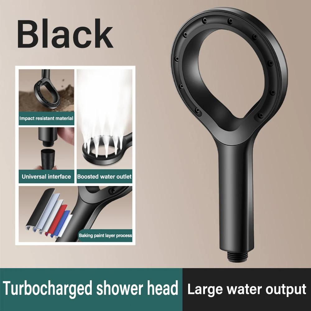 Ringförmiger Hochdruck-Duschkopf, Badezimmer-Duschkopf mit Regendusche, wassersparendes Badezimmer-Zubehör für unterwegs 1PC schwarz