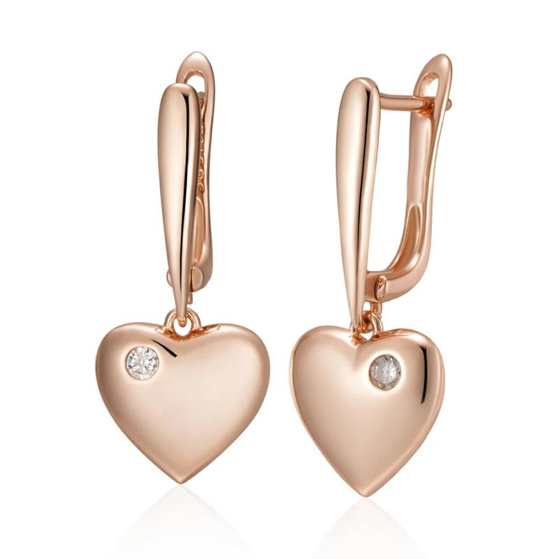 Goldene Ohrringe mit Herz-Anhänger, einfache Damen-Ohrringe, Party, Alltag, Modeschmuck, Mikro-Inlay, Zirkonia, Geschenke