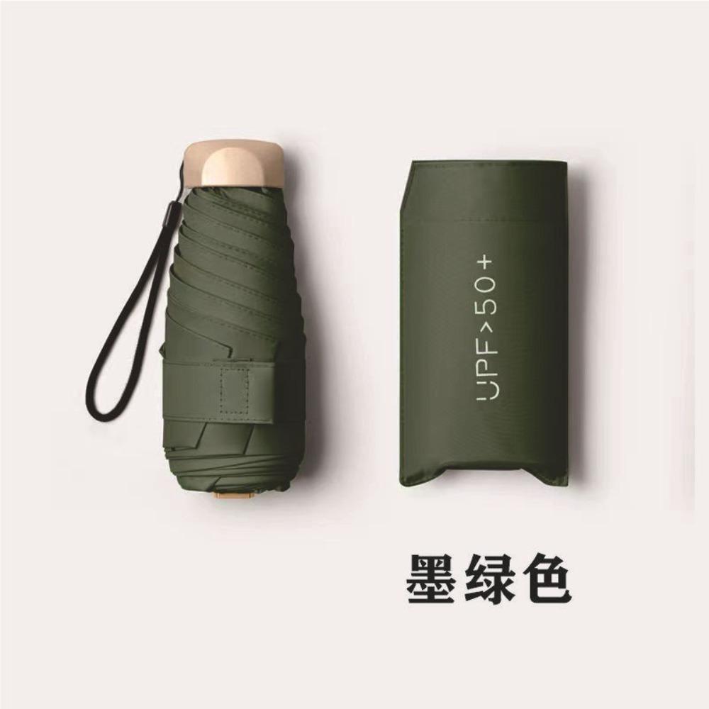 1Stk. Fünffach faltbarer Mini-Sonnenschirm Taschen-Regenschirm Vinyl Faltbarer UV-Ultravioletter Schutz Sonnenschutz Taschen-Sonnenschirm Kapsel grün