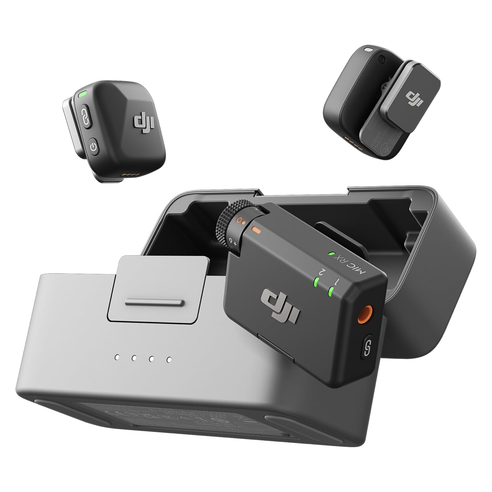 DJI Mikrofon Mini (2 TX + 1 RX + Ladeetui) Drahtloses Lavalier-Mikrofon, Ultraleicht, Hochwertiger Ton, 48 Stunden Akkulaufzeit, Rauschen