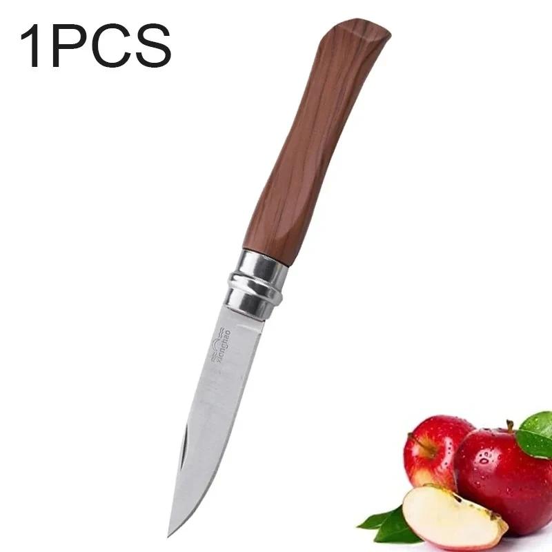 Obst-Klappmesser, Holzgriff, Obstschälmesser, Fleischerbeil, Kochmesser, Edelstahl, Taschenmesser, Küchenzubehör braun