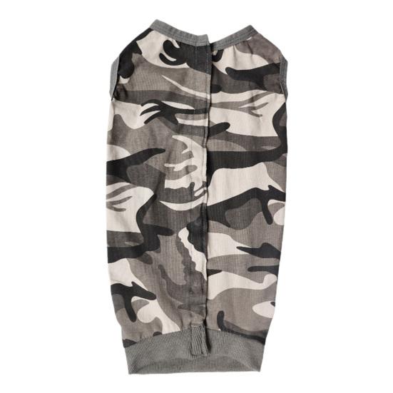 Haustier Erholungsanzug Hochelastischer Camouflage-Druck Hunde-Jumpsuit Pyjama OP-Kittel Weste Wickel für Kleine Mittelgroße Große Hunde Katzen 2XL Camouflage