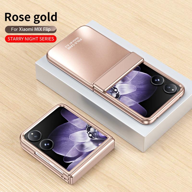 Luxuriöse, einfarbige Klapphülle mit gehärtetem Glas, 3-teilig, für Xiaomi Mix, Flip, stoßfeste, klare, harte PC-Hülle für schlanke Telefone Xiaomi Mix Flip