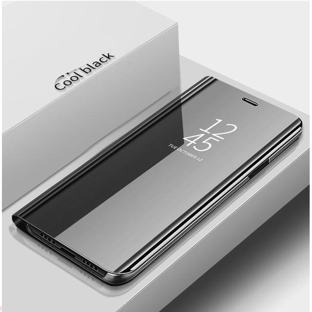 Für Samsung A 51 71 Hülle Smart Mirror Flip Cover Case für Samsung Galaxy A51 A71 A41 A31 A21 A21S A11 A01 2020 A50 A70 A30 S20 S10 S9 Stand Book Coque Samsung Note 10 Plus schwarz