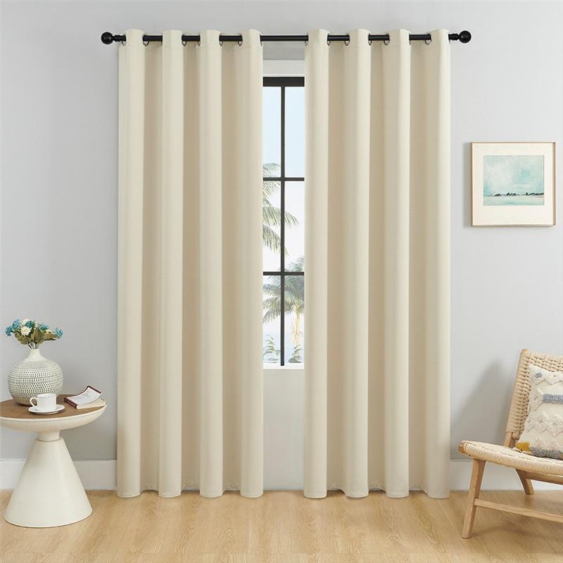 Moderne minimalistische Vorhänge Vollverdunkelung Sonnenschutz Vorhänge Energieeffiziente Fensterdekorationen für Schlafzimmer Wohnzimmer Heimdekor 132cm*160cm off-weiße