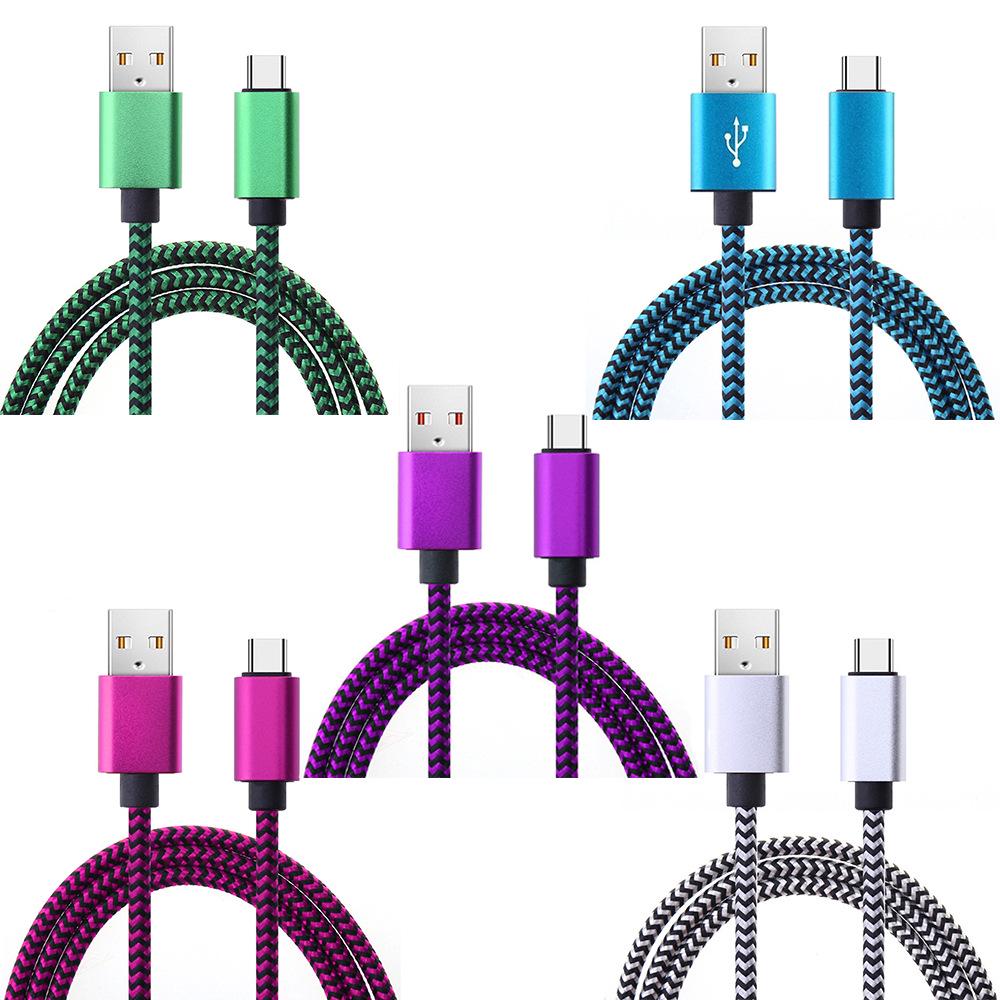 Geflochtenes USB-C-Schnellladekabel aus Nylon für Huawei- und Android-Telefone 3m Type-C Cable magenta