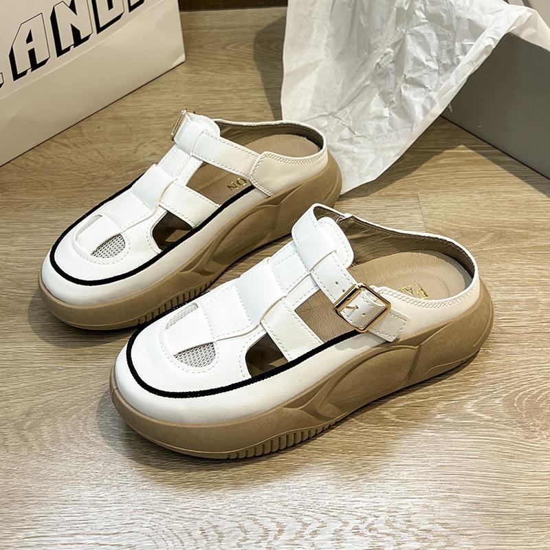 Damen Sandalen Retro Mode Vielseitige Hausschuhe für Damen Outdoor Dicke Sohle Freizeitschuhe für Damen Zapatos De Mujer 35