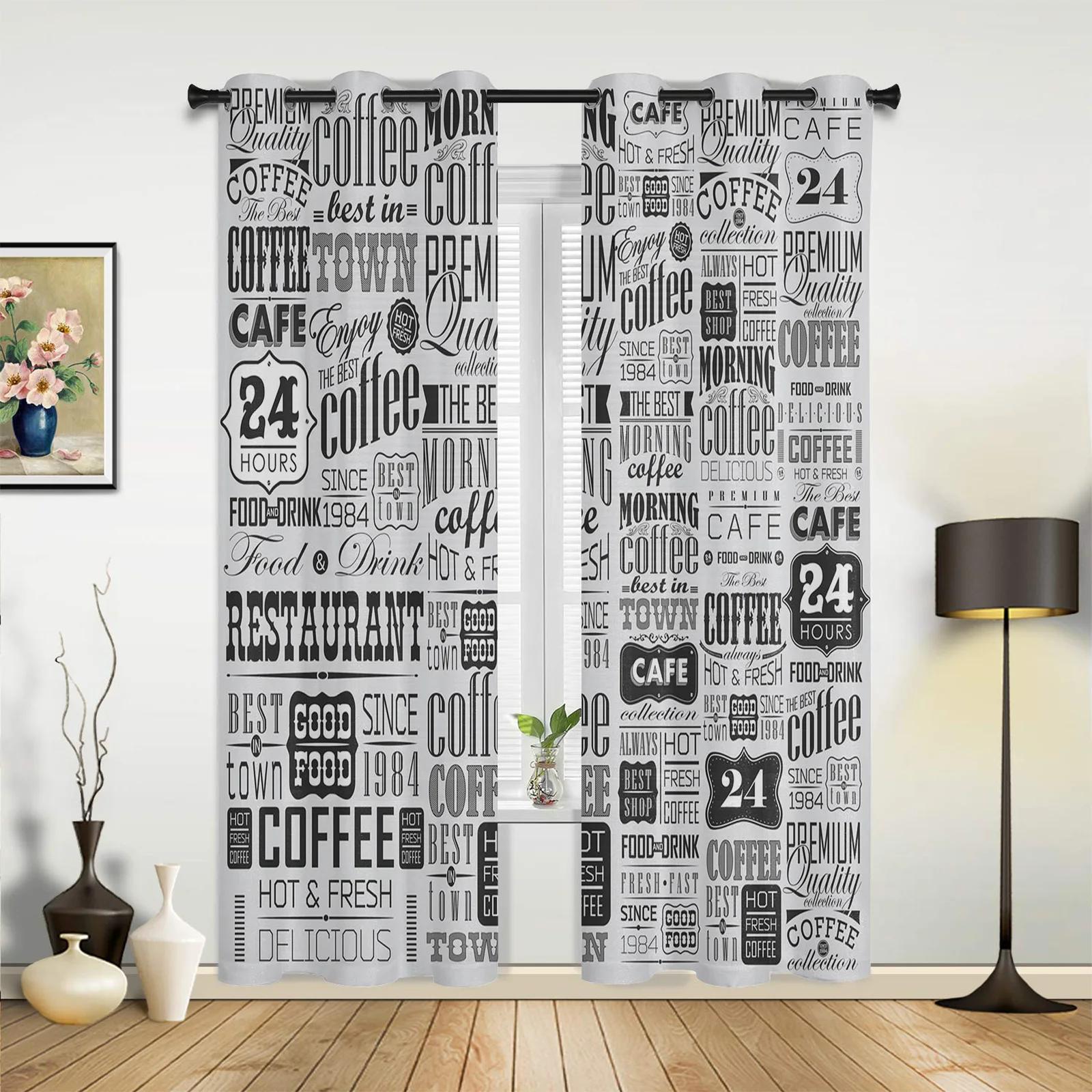 Kaffeetasse Kuchen Süßigkeiten Modernes Hall Vorhänge Für Wohnzimmer Küche Jungen Mädchen Schlafzimmer Langer Vorhang Für Fenster Cortinas Heimdeko 70W x 100H(cm) x2