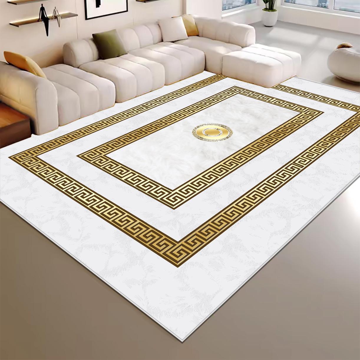 High-End Luxus Wohnzimmer Teppich 200x300cm Große Flächenteppiche Raumdekor Goldene Fußmatten Waschbar Europäische Tatami-Matte Rutschfest 60*90cm