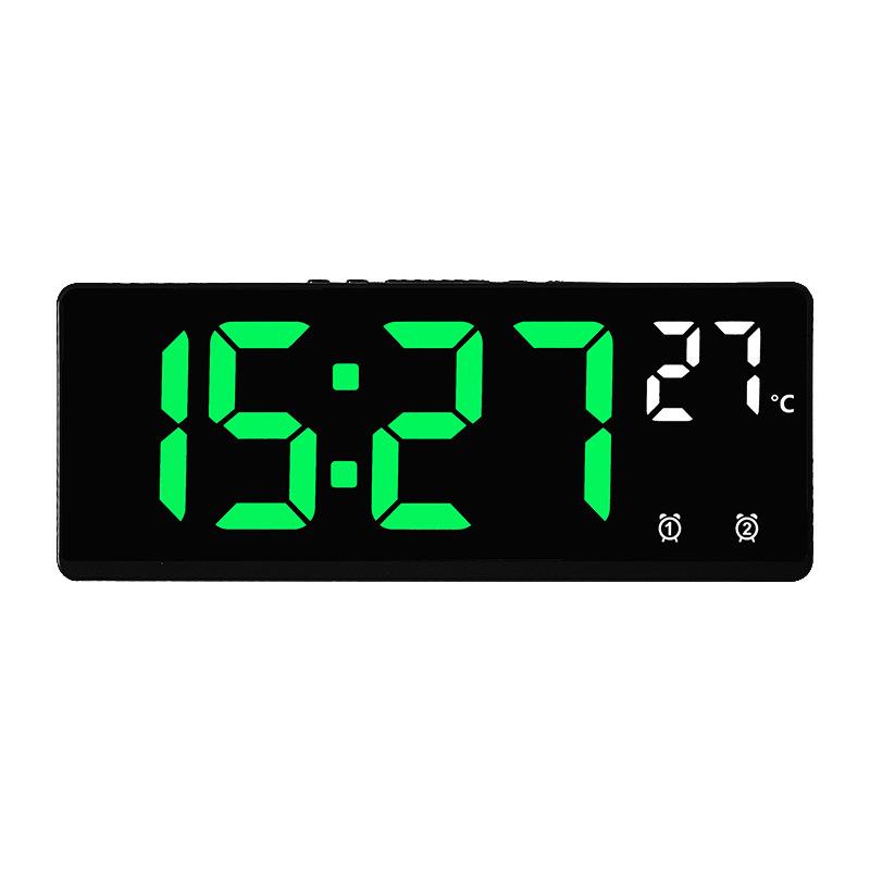 Sprachsteuerung Spiegel Wecker Digitale Temperatur Dual Alarm Snooze Desktop Tischuhr Nachtmodus 12/24H LED Uhr Uhr Acrylic grün/schwarz