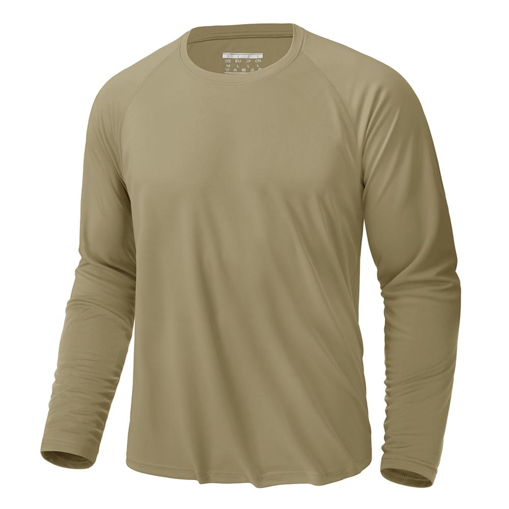 TACVASEN UPF 50+ Sonnenschutz T-Shirts Herren Schnelltrocknend Langarm Sport T-Shirts Performance Sport T-Shirts Oberteile 5XL beige