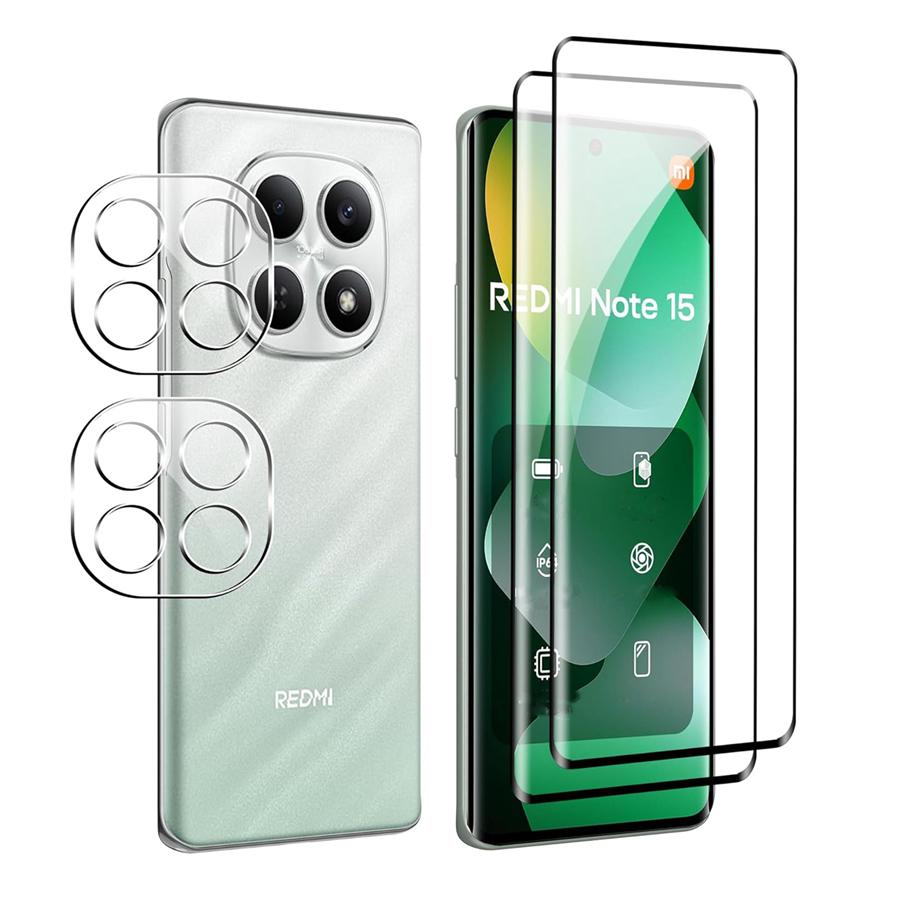 4IN1 (2 + 2) HD Klar Gehärtetes Glas Displayschutz für Xiaomi Redmi Note 15 Pro 4G/5G Glaslinsen Kamera Schutz Redmi Note 15Pro+ 5G Note 15 Redmi Note 15 Pro weiß