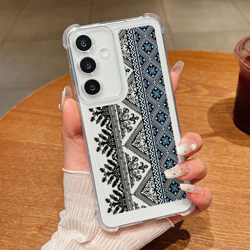 Vintage Totem Muster Klare TPU Hülle Für Samsung Galaxy S25 Edge S25 S24 S23 S22 Ultra S24 FE A56 A16 A55 A15 A54 5G Handyhülle Galaxy S23+