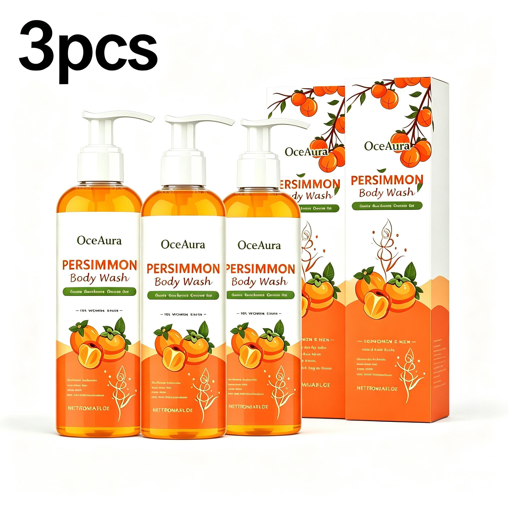 Kaki Duschgel zur Geruchskontrolle – Reinigendes, deodorierendes, feuchtigkeitsspendendes Duschgel zur Beseitigung von Körpergeruch 120ml 120mlx3