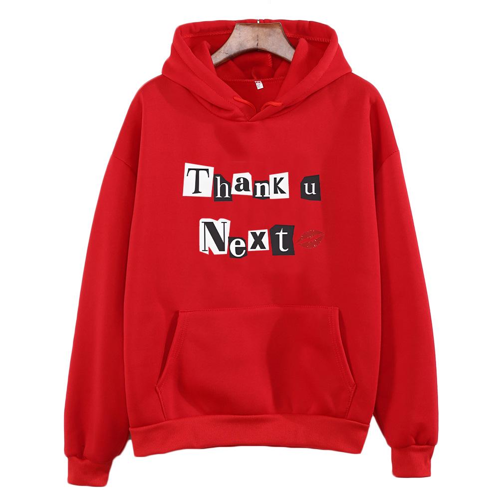 Ariana Grande Kapuzenpullover für Herbst/Winter Gothic Bequeme Sweatshirts Vintage Fleece Kleidung Moletom Pullover M rot
