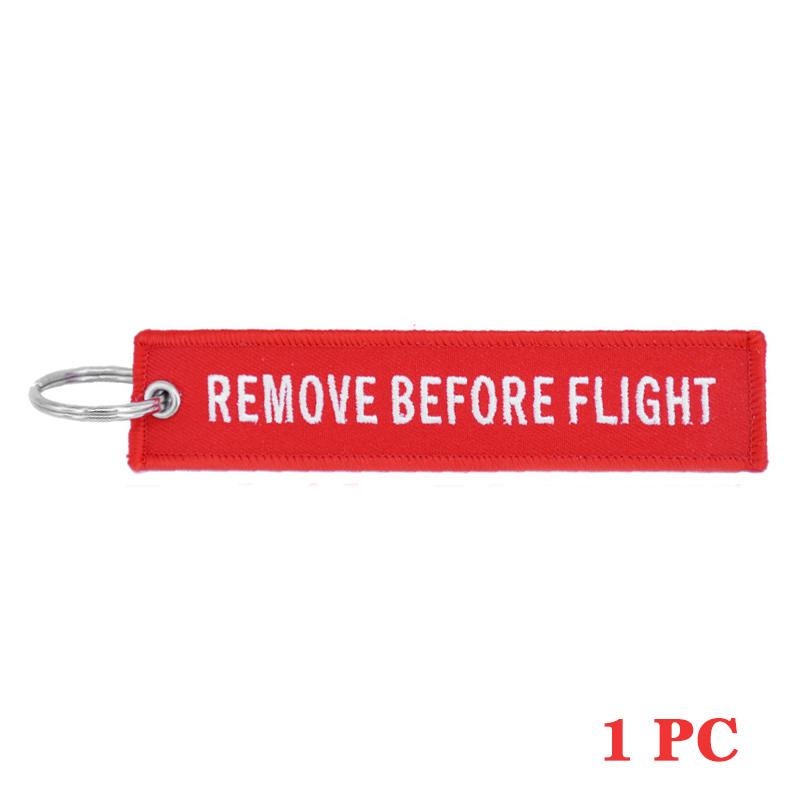 REMOVE BEFORE FLIGHT Neuheits-Schlüsselanhänger Launch-Schlüsselanhänger Bijoux-Schlüsselanhänger für Motorräder und Autos Schlüsselanhänger Neue bestickte Schlüsselanhänger RemoveBeforeFlight